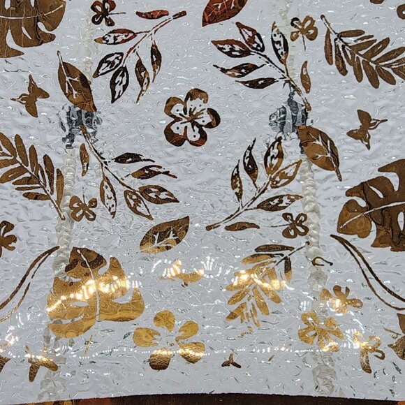 Mid-Century Gold Leaf Foliage Hostess Tray Glass Large 4 Sections 16" x 16" - Picture 8 of 11